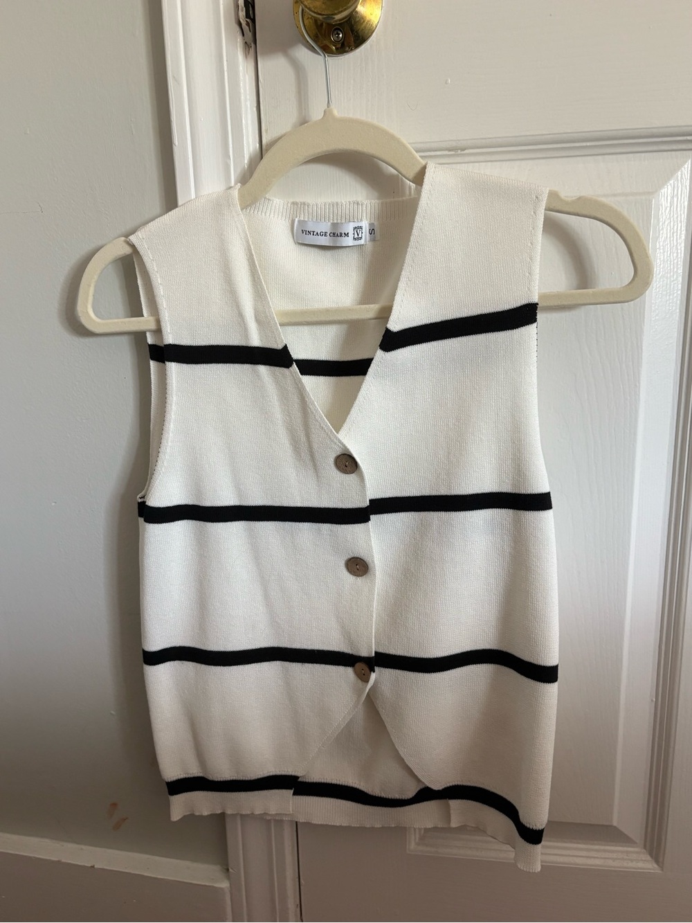 Striped V neck top